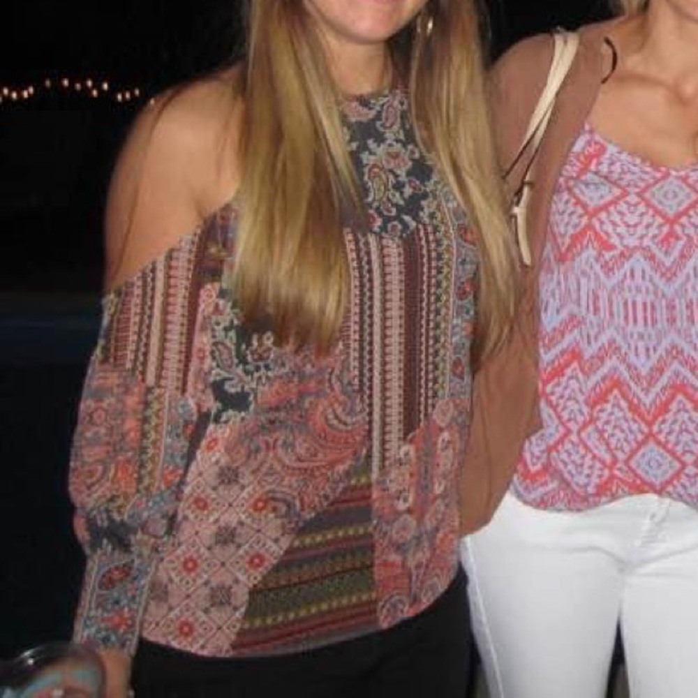 Fall Colored Top, Shoulder Cut-Out•Skies Are Blue